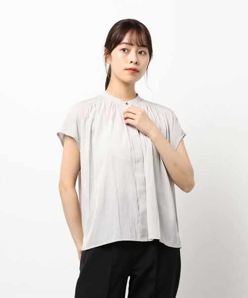 INTERPLANET（インタープラネット）の「パウダーサテンギャザーブラウス（シャツ/ブラウス・レディース・ネイビー/モカ/ラベンダー/グレイッシュベージュ・FREE）」の12枚目の写真