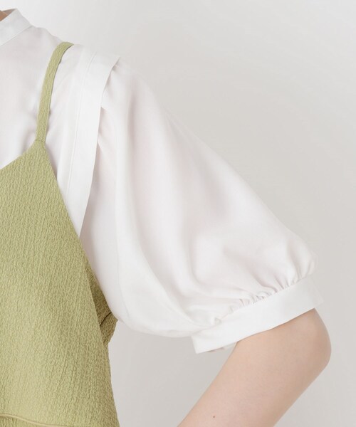 DRESKIP(ドレスキップ)の「◆【2点セット】ビスチェ+袖ギャザーブラウス(シャツ/ブラウス・レディース・ライトベージュ/黄緑系/ブラック・03/02)」の11枚目の写真