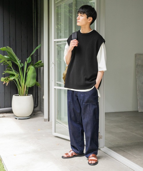 niko and...（ニコアンド）の「ミラノリブスリットイリベスト（ベスト・メンズ・ライトブルー/ブラック/ベージュ/オレンジ・FREE）」の5枚目の写真