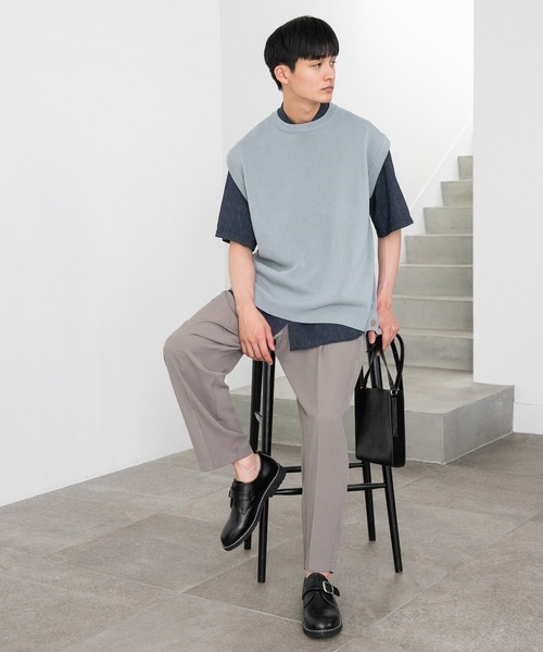 niko and...（ニコアンド）の「ミラノリブスリットイリベスト（ベスト・メンズ・ライトブルー/ブラック/ベージュ/オレンジ・FREE）」の7枚目の写真