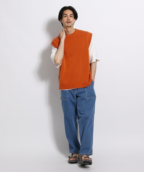 niko and...（ニコアンド）の「ミラノリブスリットイリベスト（ベスト・メンズ・ライトブルー/ブラック/ベージュ/オレンジ・FREE）」の9枚目の写真