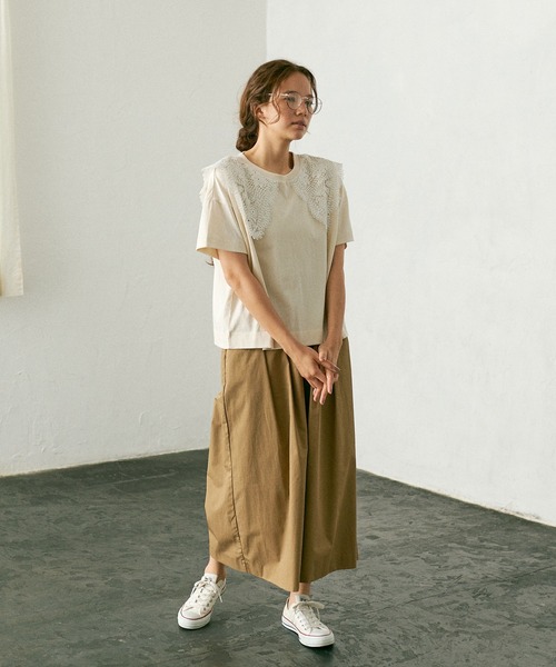 PUAL CE CIN（ピュアルセシン）の「ケミカルレース襟プルオーバー/Tシャツ（Tシャツ/カットソー・レディース・ブラック/ベージュ/ブルーグレー/ナチュラル・FREE）」の16枚目の写真