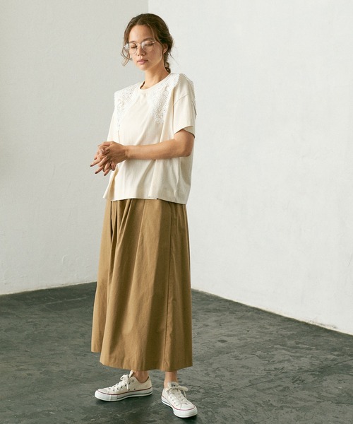 PUAL CE CIN（ピュアルセシン）の「ケミカルレース襟プルオーバー/Tシャツ（Tシャツ/カットソー・レディース・ブラック/ベージュ/ブルーグレー/ナチュラル・FREE）」の14枚目の写真