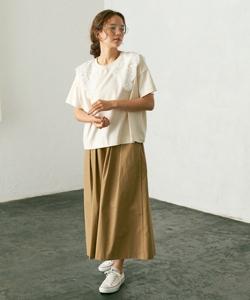 PUAL CE CIN（ピュアルセシン）の「ケミカルレース襟プルオーバー/Tシャツ（Tシャツ/カットソー・レディース・ブラック/ベージュ/ブルーグレー/ナチュラル・FREE）」の15枚目の写真