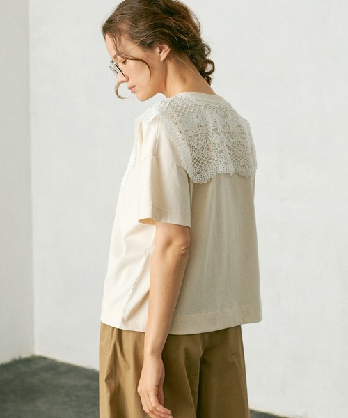 PUAL CE CIN（ピュアルセシン）の「ケミカルレース襟プルオーバー/Tシャツ（Tシャツ/カットソー・レディース・ブラック/ベージュ/ブルーグレー/ナチュラル・FREE）」の11枚目の写真