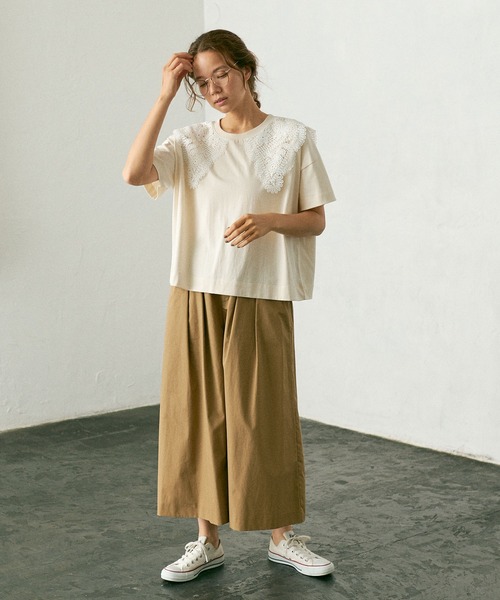 PUAL CE CIN（ピュアルセシン）の「ケミカルレース襟プルオーバー/Tシャツ（Tシャツ/カットソー・レディース・ブラック/ベージュ/ブルーグレー/ナチュラル・FREE）」の13枚目の写真