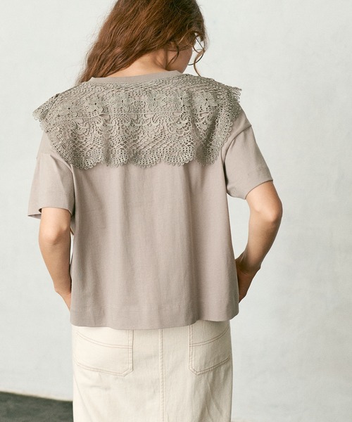 PUAL CE CIN（ピュアルセシン）の「ケミカルレース襟プルオーバー/Tシャツ（Tシャツ/カットソー・レディース・ブラック/ベージュ/ブルーグレー/ナチュラル・FREE）」の22枚目の写真