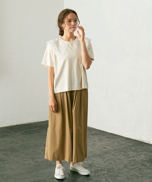 PUAL CE CIN（ピュアルセシン）の「ケミカルレース襟プルオーバー/Tシャツ（Tシャツ/カットソー・レディース・ブラック/ベージュ/ブルーグレー/ナチュラル・FREE）」の12枚目の写真