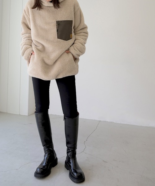 CANAL JEAN（キャナルジーン）の「ALMOND SURFBOARDS＆DESINS(アーモンドサーフボードデザイン) マイクロフリースフーディ（その他トップス・レディース・ライトベージュ・MEDIUM）」の3枚目の写真