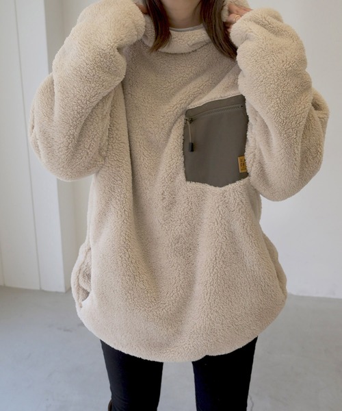 CANAL JEAN（キャナルジーン）の「ALMOND SURFBOARDS＆DESINS(アーモンドサーフボードデザイン) マイクロフリースフーディ（その他トップス・レディース・ライトベージュ・MEDIUM）」の5枚目の写真