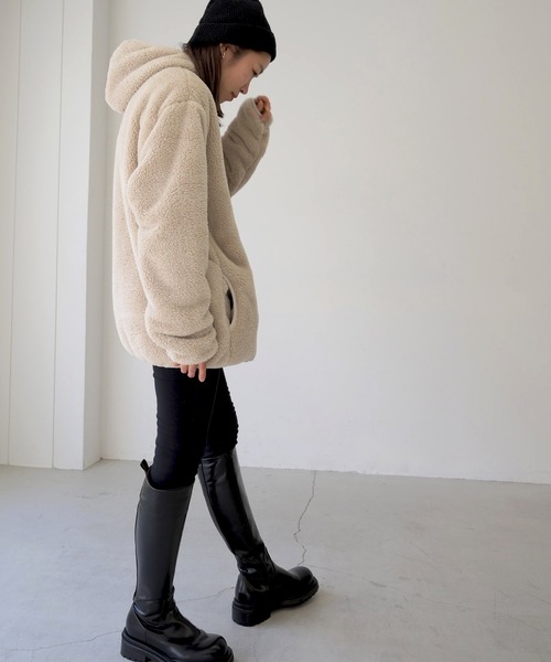 CANAL JEAN（キャナルジーン）の「ALMOND SURFBOARDS＆DESINS(アーモンドサーフボードデザイン) マイクロフリースフーディ（その他トップス・レディース・ライトベージュ・MEDIUM）」の4枚目の写真