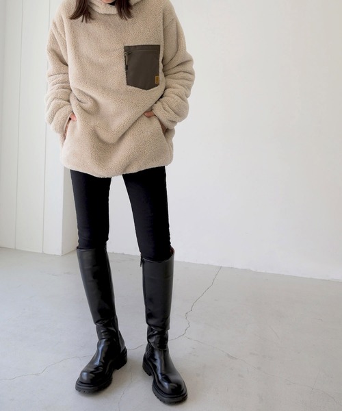 CANAL JEAN（キャナルジーン）の「ALMOND SURFBOARDS＆DESINS(アーモンドサーフボードデザイン) マイクロフリースフーディ（その他トップス・レディース・ライトベージュ・MEDIUM）」の11枚目の写真