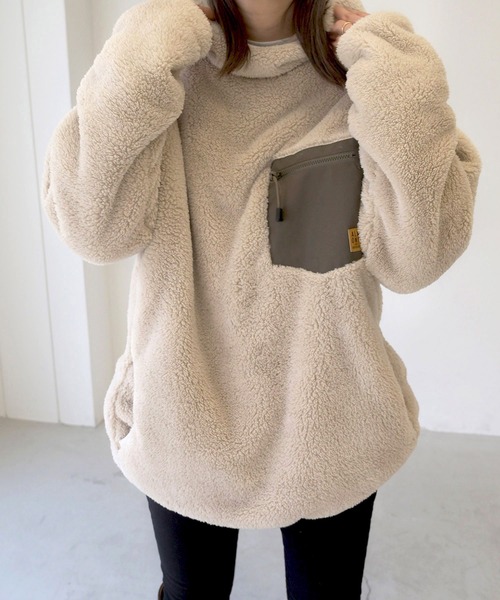 CANAL JEAN（キャナルジーン）の「ALMOND SURFBOARDS＆DESINS(アーモンドサーフボードデザイン) マイクロフリースフーディ（その他トップス・レディース・ライトベージュ・MEDIUM）」の13枚目の写真