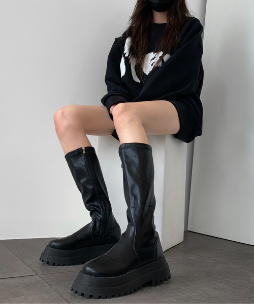 厚底ロングブーツ（ブーツ）｜minsobi（ミンソビ）のファッション通販