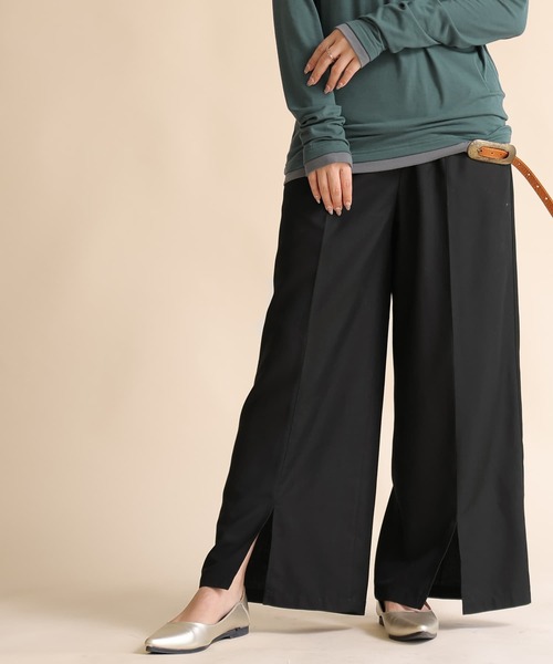 osharewalker（オシャレウォーカー）の「【廃盤】『センタープレスストレートパンツ』（その他パンツ・レディース・ブラック/ベージュ/ピンク・1/2）」の2枚目の写真