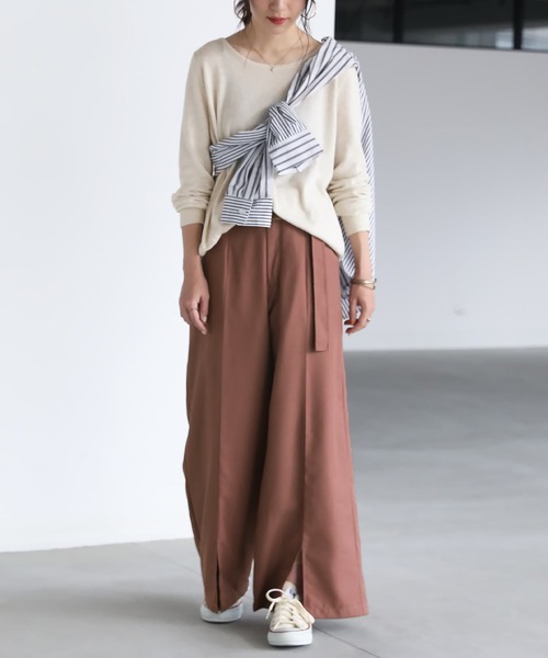 osharewalker（オシャレウォーカー）の「【廃盤】『センタープレスストレートパンツ』（その他パンツ・レディース・ブラック/ベージュ/ピンク・1/2）」の6枚目の写真