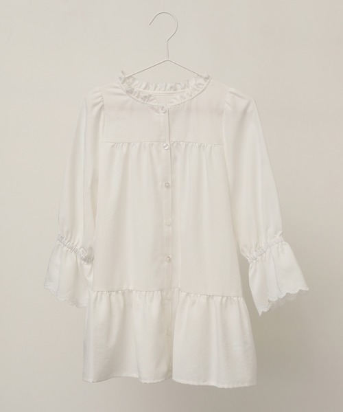 ROPE' PICNIC(ロペピクニック)の「【KIDS】【リンクコーデ】ティアードミニワンピース(ワンピース・キッズ・ブラック/オフホワイト・110/120/130/140)」の1枚目の写真