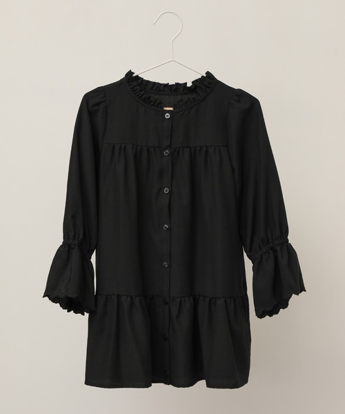 ROPE' PICNIC(ロペピクニック)の「【KIDS】【リンクコーデ】ティアードミニワンピース(ワンピース・キッズ・ブラック/オフホワイト・110/120/130/140)」の2枚目の写真