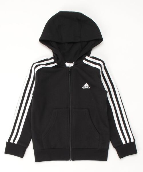 adidas（アディダス）の「エッセンシャルズ 3ストライプス パーカー [Essentials 3-Stripes Hoodie] アディダス (キッズ／子供用)（パーカー・キッズ・ブラック×ホワイト/ダークネイビー/グレー・130/140/150/110/120/160）」の6枚目の写真