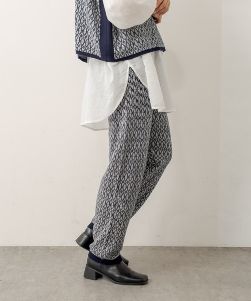 PUAL CE CIN（ピュアルセシン）の「ジャガードパンツ（その他パンツ・レディース・ネイビー/ブラウン/スミクロ・FREE）」の3枚目の写真