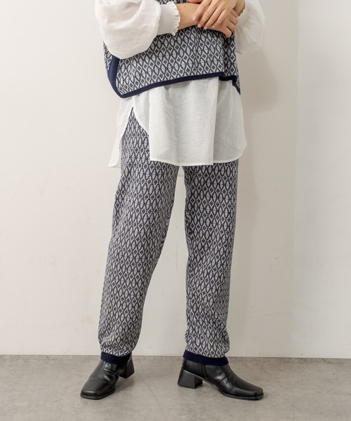 PUAL CE CIN（ピュアルセシン）の「ジャガードパンツ（その他パンツ・レディース・ネイビー/ブラウン/スミクロ・FREE）」の15枚目の写真