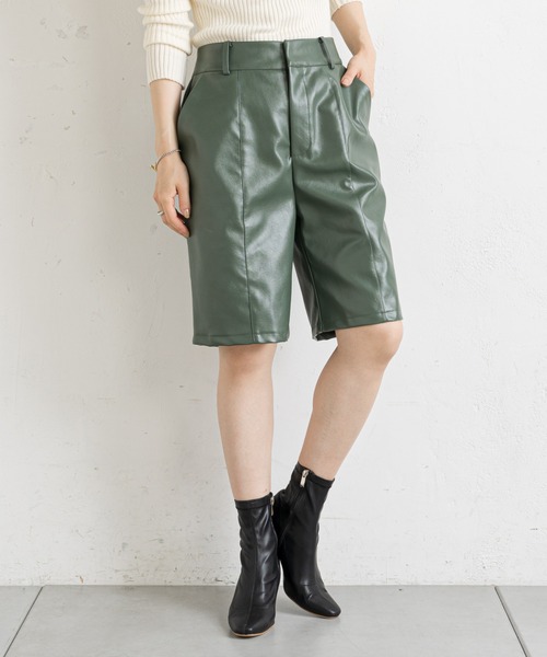prose verse(プロズヴェール)の「合皮センターシームショートパンツ(その他パンツ・レディース・ブラック/アイボリー/ダークグリーン・FREE)」の6枚目の写真
