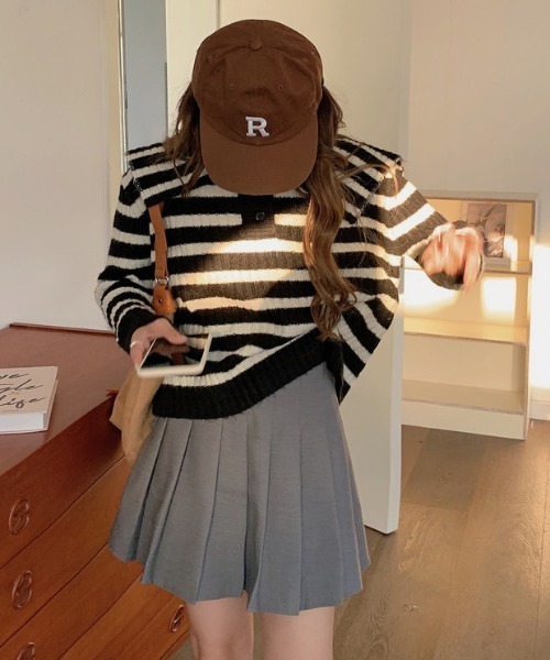 MANGROVE（マングローブ）の「セーラーカラーボーダーニットプルオーバー（ニット/セーター・レディース・ホワイト/ブラック・FREE）」の15枚目の写真