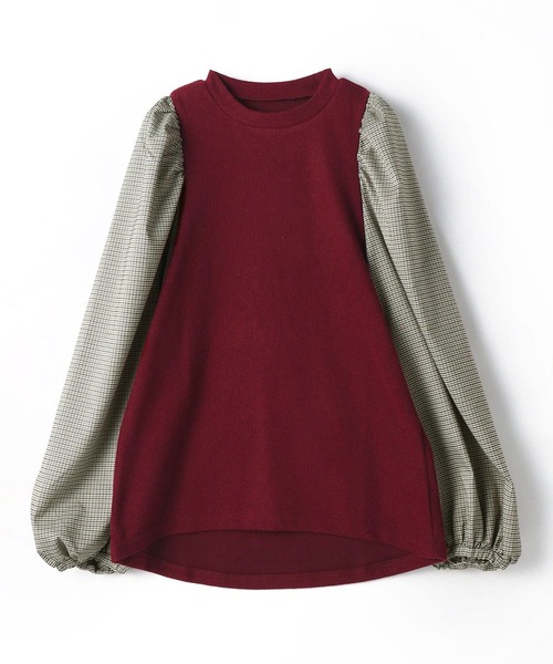 179/WG（イチナナキュウダブルジー）の「チェックスリーブ ドッキングプルオーバー（Tシャツ/カットソー・レディース・グリーン/ボルドー/ブラック・FREE）」の13枚目の写真