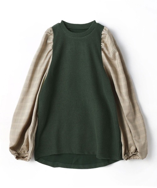 179/WG（イチナナキュウダブルジー）の「チェックスリーブ ドッキングプルオーバー（Tシャツ/カットソー・レディース・グリーン/ボルドー/ブラック・FREE）」の14枚目の写真