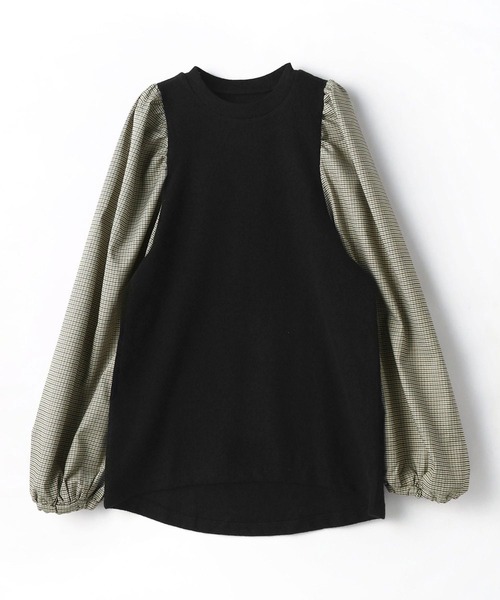 179/WG（イチナナキュウダブルジー）の「チェックスリーブ ドッキングプルオーバー（Tシャツ/カットソー・レディース・グリーン/ボルドー/ブラック・FREE）」の15枚目の写真