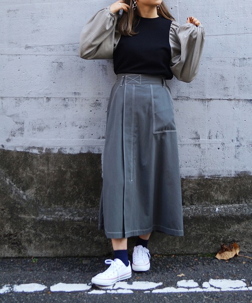 179/WG（イチナナキュウダブルジー）の「チェックスリーブ ドッキングプルオーバー（Tシャツ/カットソー・レディース・グリーン/ボルドー/ブラック・FREE）」の10枚目の写真