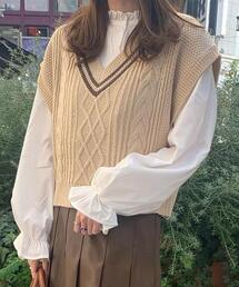 INGNI | チルデンベスト＋ブラウスSET(ニット/セーター)