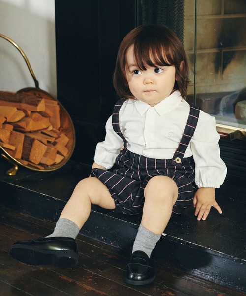 D.fesense（ディーフェセンス）の「シャツボディ（サロペット/オーバーオール・キッズ・グレー/オフホワイト・80ｃｍ/70cm）」の8枚目の写真