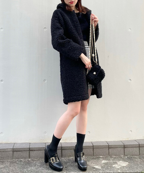 titty＆Co. PETIT by poyo（ティティーアンドコープティバイポヨ）の「【ファッションインフルエンサーPOYO×titty&Co.PETIT 】もこもこパール釦コート（その他アウター・レディース・ホワイト/ブラック・FREE）」の22枚目の写真