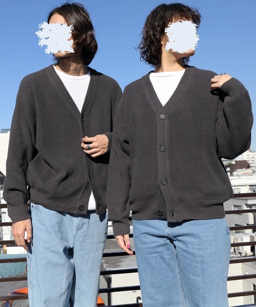 8(eight)(エイト)の「ざっくり畦編みカーディガン(カーディガン/ボレロ・メンズ・サックスブルー/マスタード/ホワイト/ブラック/ライトグレー/グレー系その他/グレイッシュベージュ/ダークブラウン/ケリー/ネイビー・MEDIUM/LARGE/X-LARGE)」の5枚目の写真