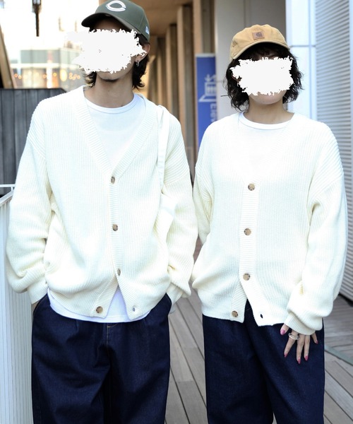 8(eight)(エイト)の「ざっくり畦編みカーディガン(カーディガン/ボレロ・メンズ・サックスブルー/マスタード/ホワイト/ブラック/ライトグレー/グレー系その他/グレイッシュベージュ/ダークブラウン/ケリー/ネイビー・MEDIUM/LARGE/X-LARGE)」の2枚目の写真