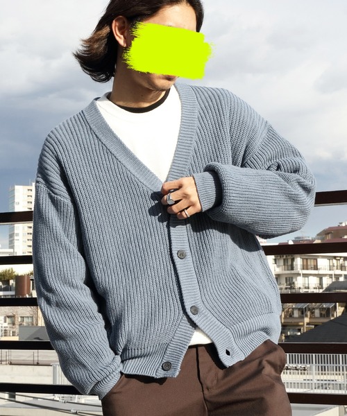 8(eight)(エイト)の「ざっくり畦編みカーディガン(カーディガン/ボレロ・メンズ・サックスブルー/マスタード/ホワイト/ブラック/ライトグレー/グレー系その他/グレイッシュベージュ/ダークブラウン/ケリー/ネイビー・MEDIUM/LARGE/X-LARGE)」の9枚目の写真