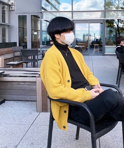 8(eight)(エイト)の「ざっくり畦編みカーディガン(カーディガン/ボレロ・メンズ・サックスブルー/マスタード/ホワイト/ブラック/ライトグレー/グレー系その他/グレイッシュベージュ/ダークブラウン/ケリー/ネイビー・MEDIUM/LARGE/X-LARGE)」の10枚目の写真