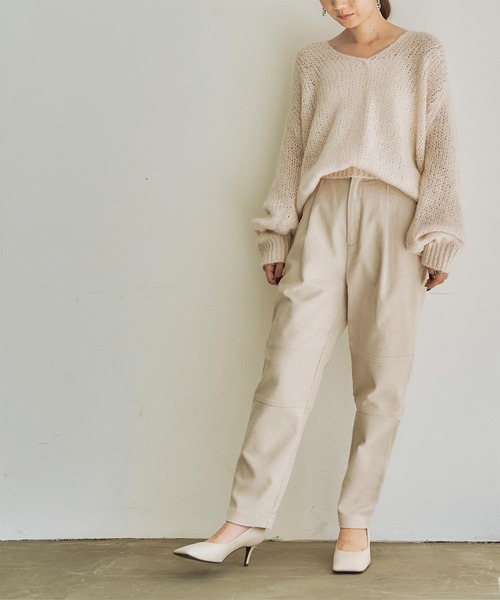 titivate(ティティベイト)の「コーデュロイ切替テーパードパンツ(その他パンツ・レディース・イエロー/ブラウン/アイボリー/ブルー・M/L/S)」の10枚目の写真