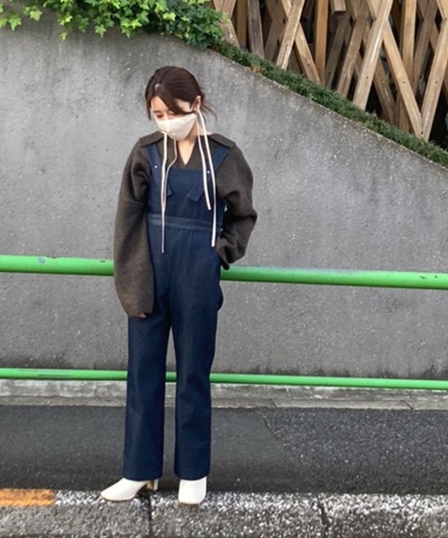 AULI（アウリィ）の「【低身長向けサイズ】フレアデニムサロペット（サロペット/オーバーオール・レディース・ブラック/インディゴブルー・S/XS/XXS）」の13枚目の写真
