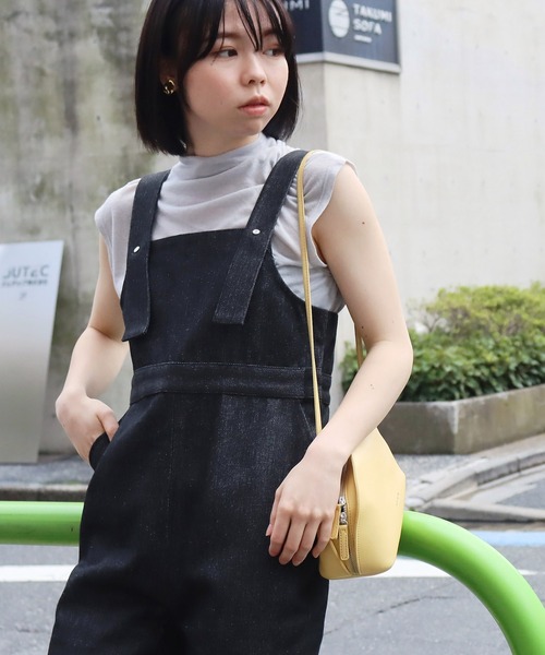 AULI（アウリィ）の「【低身長向けサイズ】フレアデニムサロペット（サロペット/オーバーオール・レディース・ブラック/インディゴブルー・S/XS/XXS）」の20枚目の写真