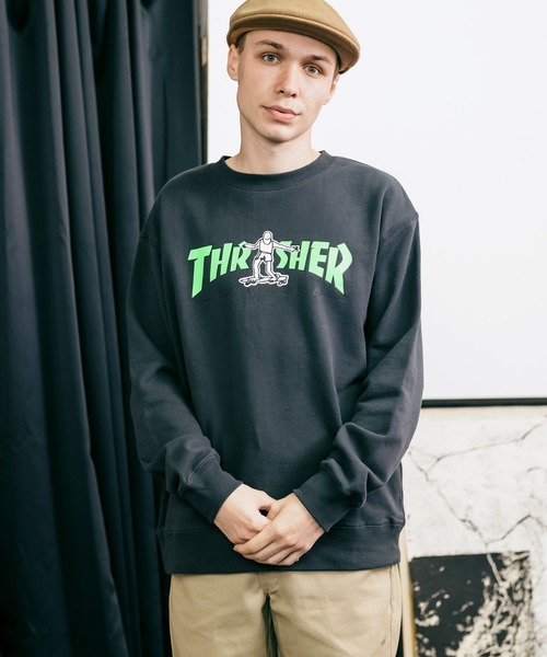 THRASHER（スラッシャー）の「別注：THRASHER/スラッシャー GONZ MAGロゴ ロゴスウェット（スウェット・メンズ・チャコール/ブラック/ホワイト・L/M/XL）」の5枚目の写真