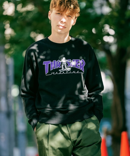 THRASHER（スラッシャー）の「別注：THRASHER/スラッシャー GONZ MAGロゴ ロゴスウェット（スウェット・メンズ・チャコール/ブラック/ホワイト・L/M/XL）」の4枚目の写真
