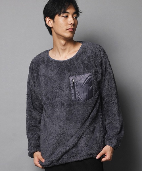 JACKROSE（ジャックローズ）の「WEB限定 JE-CRS0-シェルパフリーストレーナー（スウェット・メンズ・ブラック/グレー・M/L）」の2枚目の写真