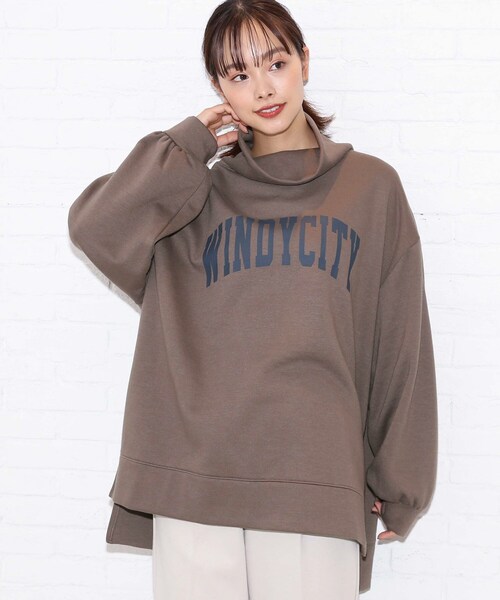 Cutie Blonde(キューティーブロンド)の「◆裏起毛ハイネックBIGチュニック(スウェット・レディース・ブラウン系その他2/ブルー/ライトベージュ/グレー系その他・00)」の3枚目の写真