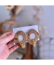 tone（トーン）の「【marihori】ポリマークレイ　大ぶりマーブルリング(MA)（ピアス（両耳用））」