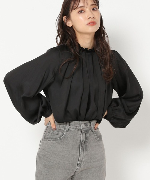 mysty woman(ミスティウーマン)の「ボリュームチュニックシャツ 263622(シャツ/ブラウス・レディース・ブラック/ブラウン/アイボリー・FREE)」の3枚目の写真