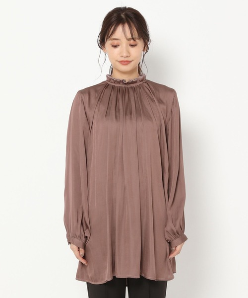 mysty woman(ミスティウーマン)の「ボリュームチュニックシャツ 263622(シャツ/ブラウス・レディース・ブラック/ブラウン/アイボリー・FREE)」の12枚目の写真