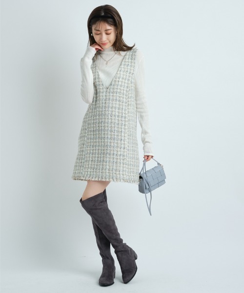 Apuweiser-riche（アプワイザーリッシェ）の「ハイネックシアーニット（ニット/セーター・レディース・ホワイト/グリーン/コーラルピンク/チャコールグレー・2）」の10枚目の写真