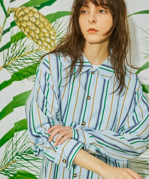 AlexanderLeeChang(アレキサンダーリーチャン)の「AlexanderLeeChang アレキサンダーリーチャン / STRIPE SEO-L SHIRTS セオエルストライプシャツ / AC022202(シャツ/ブラウス・メンズ・オレンジ/ネイビー/ブルー・3/2)」の10枚目の写真